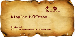 Klopfer Márton névjegykártya