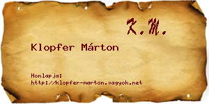 Klopfer Márton névjegykártya
