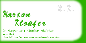 marton klopfer business card